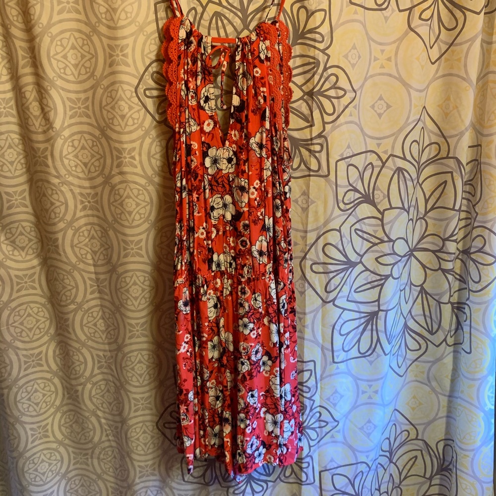 Floral romper with tie back